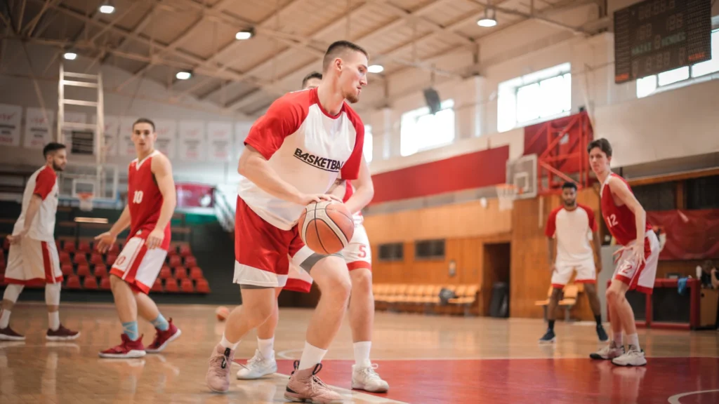 a man playing basketball