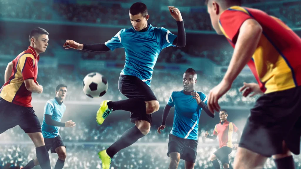 playing soccer