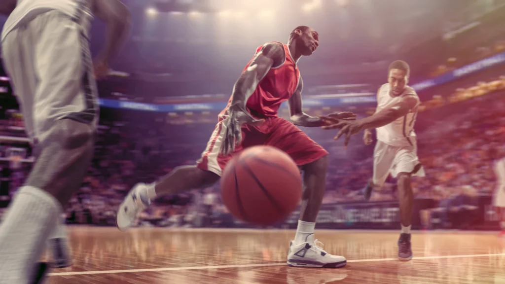 a man playing basketball