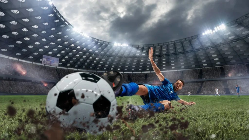 a man hit hard on football