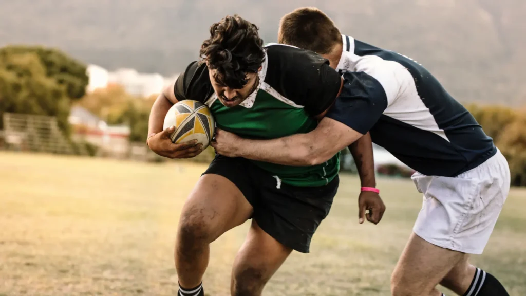 playing rugby